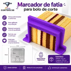 Guia Gabarito para slice cake - Bolo de Corte - Festival de Fatias - Para embalagem Flip Fiesta Baby Cristal 7,5x9,5 cm