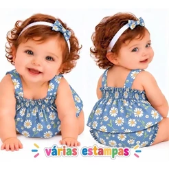Conjunto Bebê Menina (0-9 meses) + Faixa de Cabelo