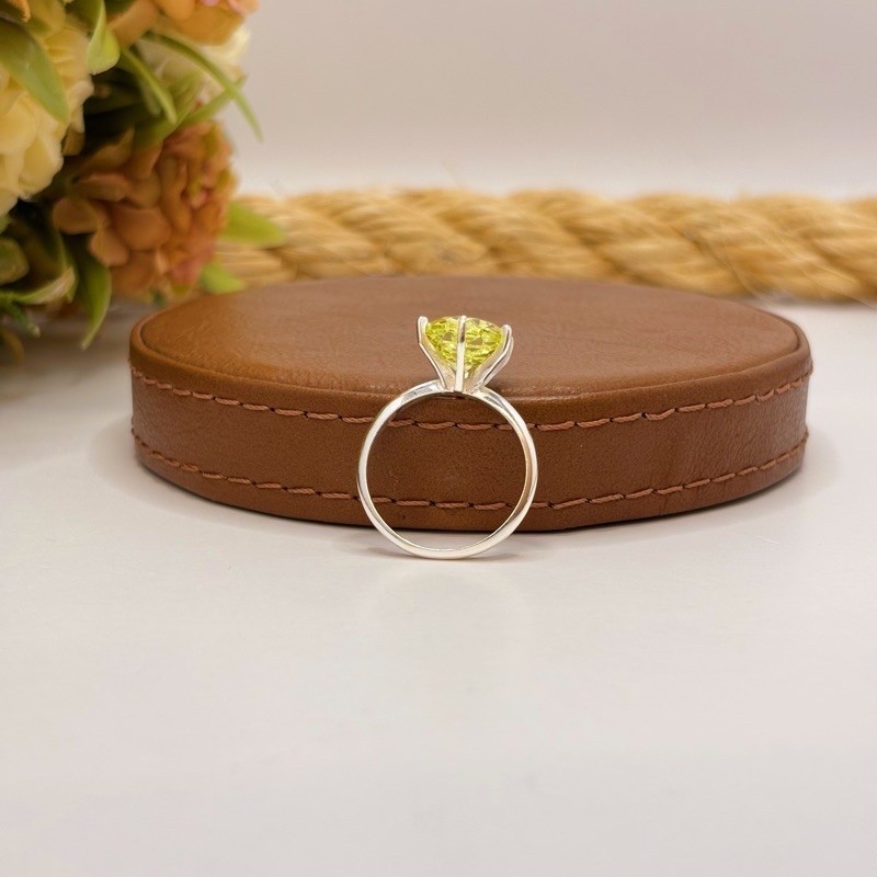 Anel Solitário Rose Cut 10mm Apple Green em Prata 925 — imagem 2 de 2