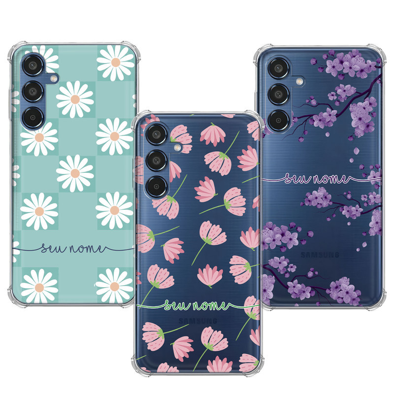 Capinha compatível com Samsung Galaxy M35 - Flores e Corações