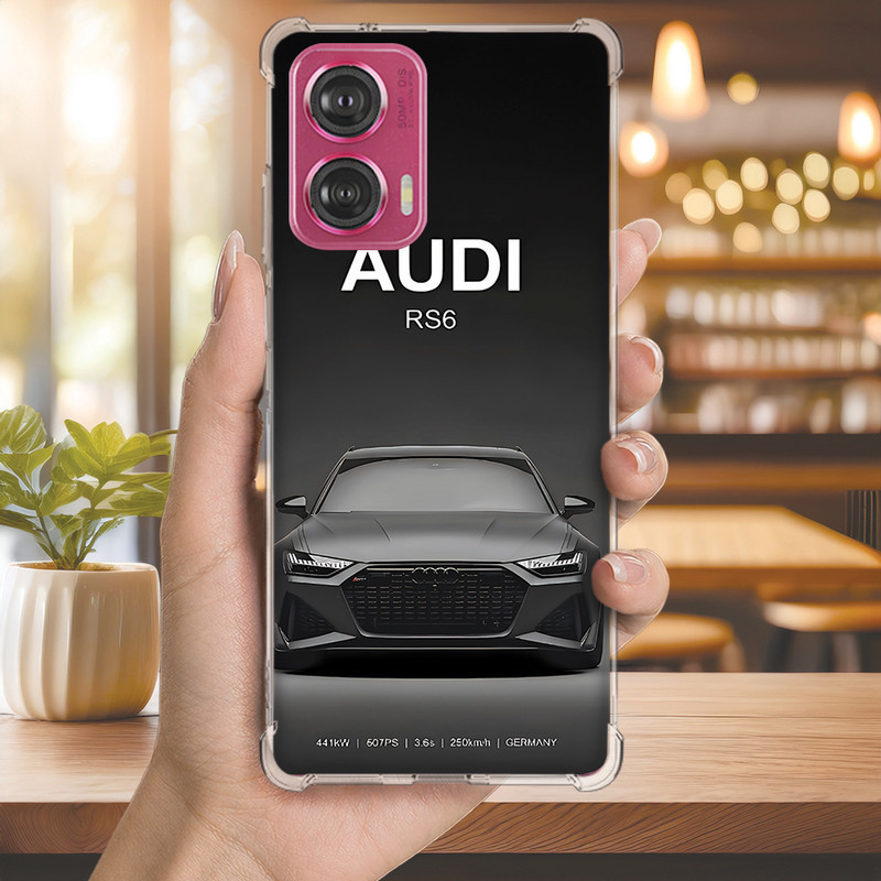 Capa Capinha MOTO G75 G73 G71 G62 G60S G60 G55 G54 G52 G50 G42 Anti-impacto Personalizada carro RS6 audi (4089)