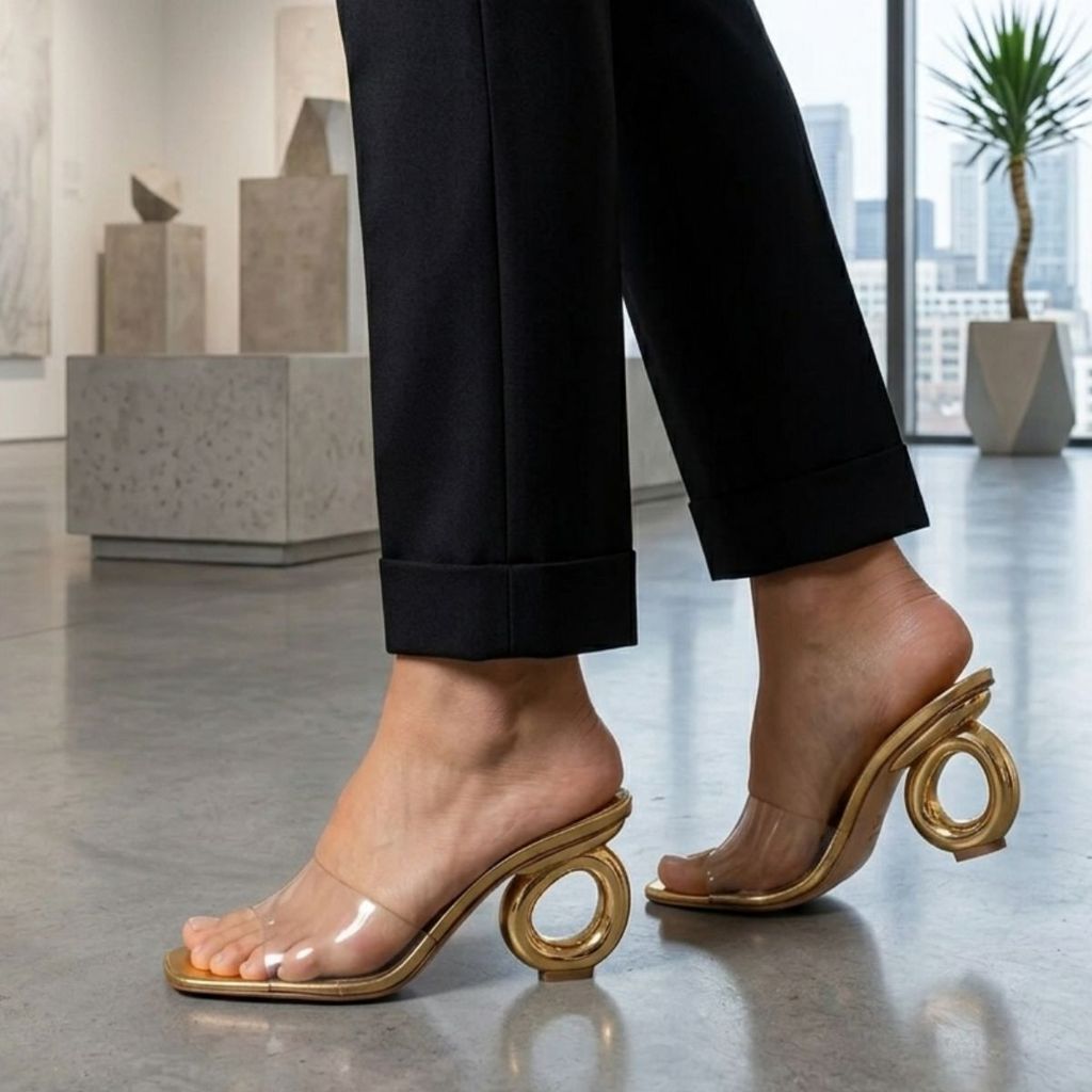 Tamanco Feminino Mule 9 cm Tira em Vinil Confortável
