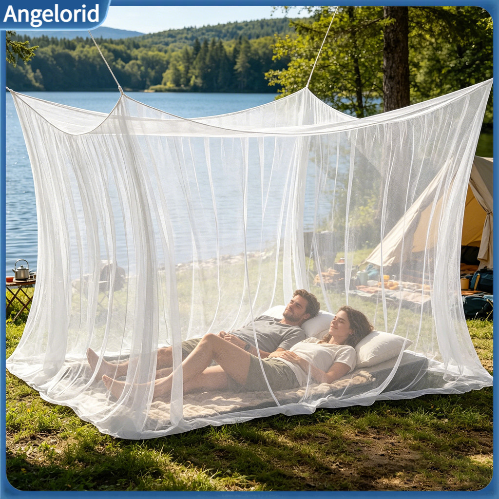 Bed Canopy Mosquito Net Strap Design 4 Corners for Outdoor Rectangular Mesh Anti-mosquito Netting for Home Camping Trave