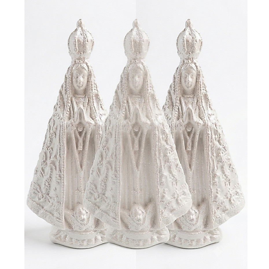 Imagem Nossa Senhora Aparecida Bordada kit 3 un para Casamento Perolada Branca
