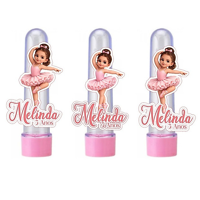 Tag para Tubete Bailarina Personalizada | Aplique para Lembrancinhas | Festa Infantil Ballet com Nome| Bailarina |Luxo