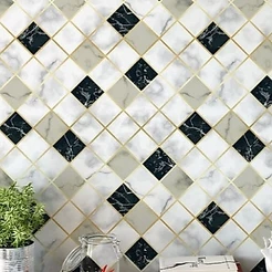 Papel de Parede Tijolo 3D com efeito de sombras em Tons de Branco ,Preto 1,50 Metros