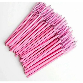 Kit com 50 Escovinhas Pincéis Descartáveis Alongamento Para Cílios e Sobrancelhas Rosa Pr…