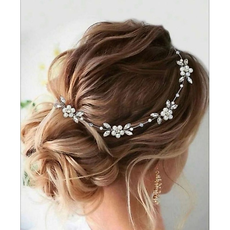 Tiara maleável flores pérolas noivas / primeira comunhão