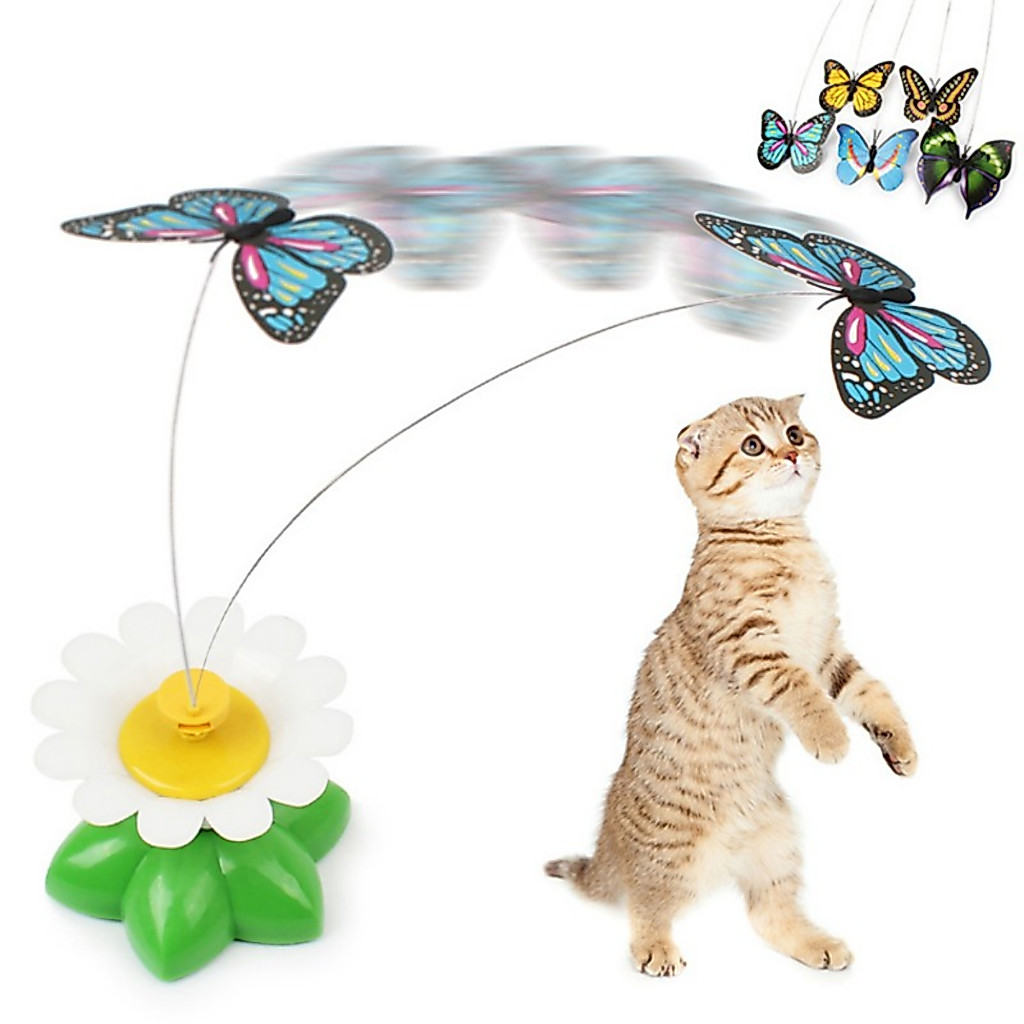 KIT Brinquedo Borboleta Rotativa Voadora Para Gatos Pet Diversão Elétrica