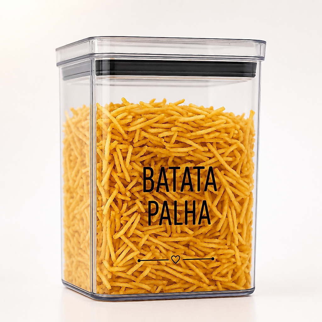 Pote Hermético para Batata Palha 1,3L Transparente Tampa Vedação Organizador de Mantimentos Cozinha