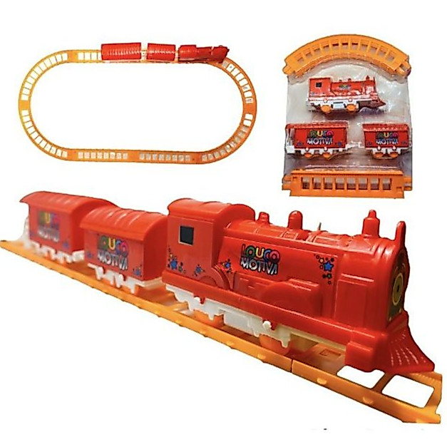 Trem Trenzinho Eletrico Maquina Locomotiva C/ Trilho Vagoes