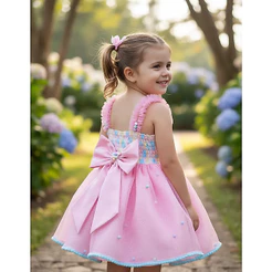 Vestido infantil Circo Rosa luxo, Palhacinha