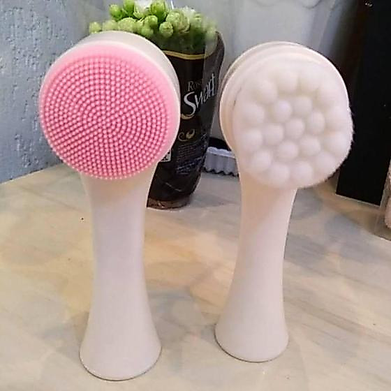 Escova De Limpeza Facial 2 em 1 Silicone Dupla Face Massageador De Rosto My Girl Esfoliante Limpador Facial Manual🎯