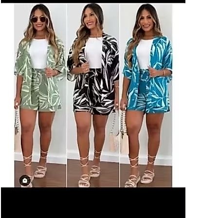 Promoção Conjunto Shorts + Kimono Tecido Duna Floral Veste Super Bem Caimento Perfeito Não Tem Bolso