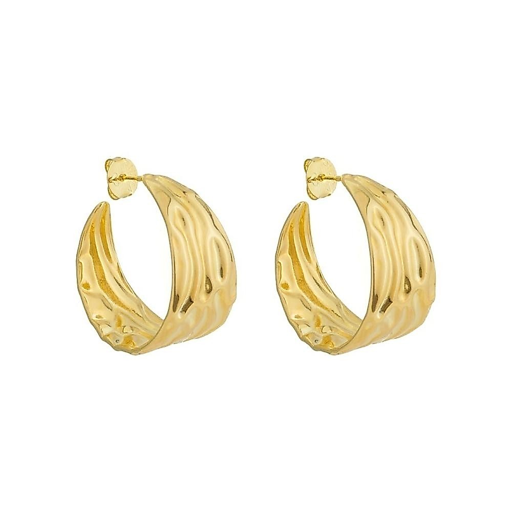 BRINCO ARGOLA FOLHEADO A OURO 18K TEXTURIZADA MICHELLE PIUKA