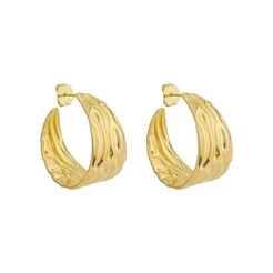 BRINCO ARGOLA FOLHEADO A OURO 18K TEXTURIZADA MICHELLE PIUKA