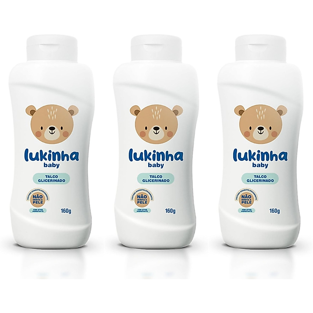 Kit 03un Talco Lukinha Baby Glicerinado 160g