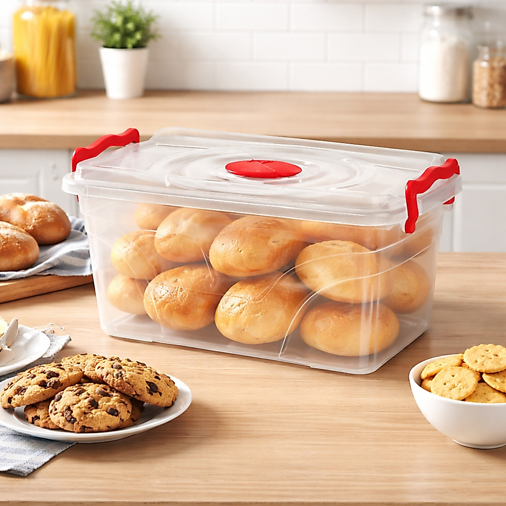 Pote Organizador de Mantimentos 7,5L Transparente com Trava Plástico Resistente N473