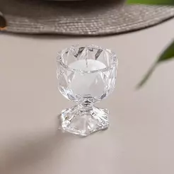 Porta Velas Deli Diamond 6,5cm Cristal Lyor para Vela Decoração Mesa Jantar Aparador Lavabo Elegante Aconchegante de Lar