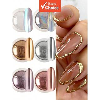 Conjunto de 6 pós para unhas com efeito holográfico cromado, pó arco-íris aurora brilhant…