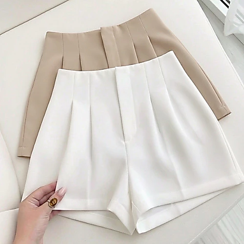 Kit 2 Shorts Alfaiataria Feminino Cintura Alta com Pregas Elegantes — imagem 1