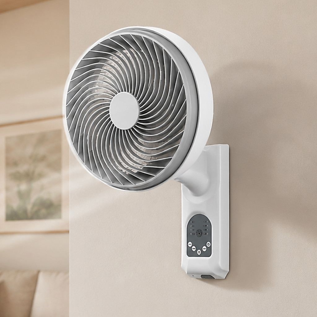 Ventilador de Parede Silencioso com Controle Remoto Display LED 3 Velocidades Oscilação 110V 220V