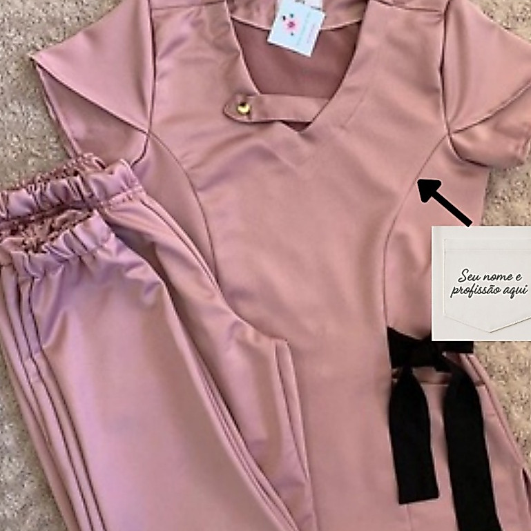 Pijama Cirurgico/ Scrub com Laço + BORDADO NOME E PROFISSÃO INCLUSO