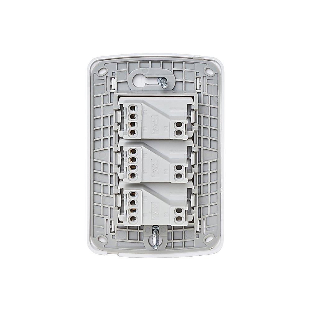 Conjunto 3 Interruptores Schneider Miluz - 10A 250V Simples Horizontal Branco · foto 2