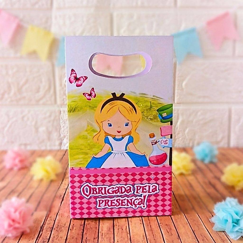 Aliice No País Das Maravilhas Baby Sacolinha Personalizada Festa Infantil Lembrancinha