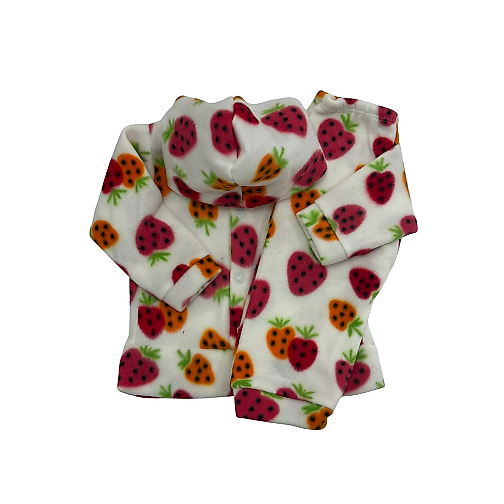 Conjunto Infantil Soft com Capuz Moranguinho Unissex Quentinho Tamanhos P, M e G