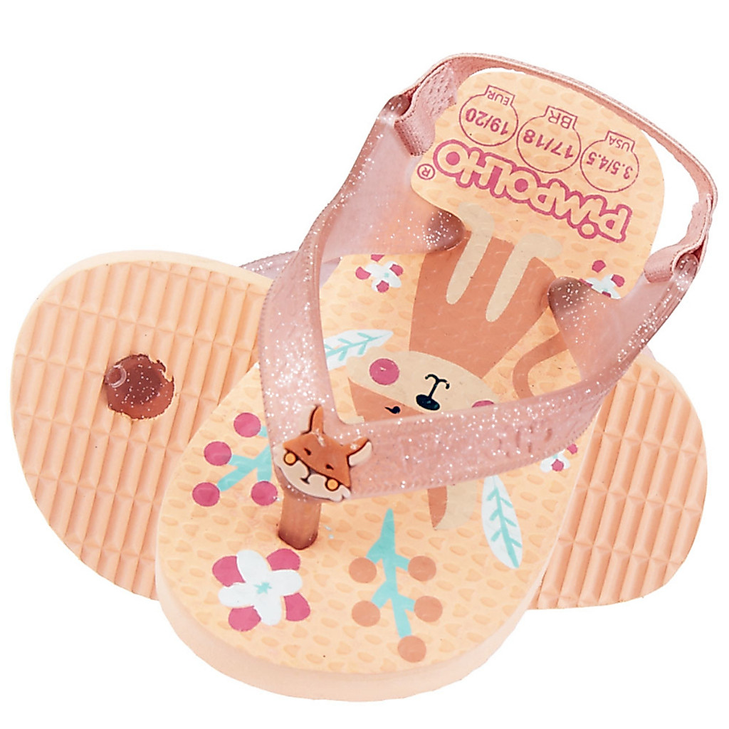 Chinelo / Sandália praiana baby laranja/raposa feminino Pimpolho Conforto e Segurança Infantil