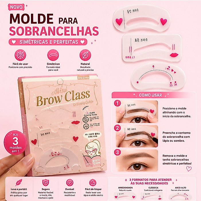 Molde De Maquiagem 3 Unidades - Mini Brow Class PRONTA ENTREGA !