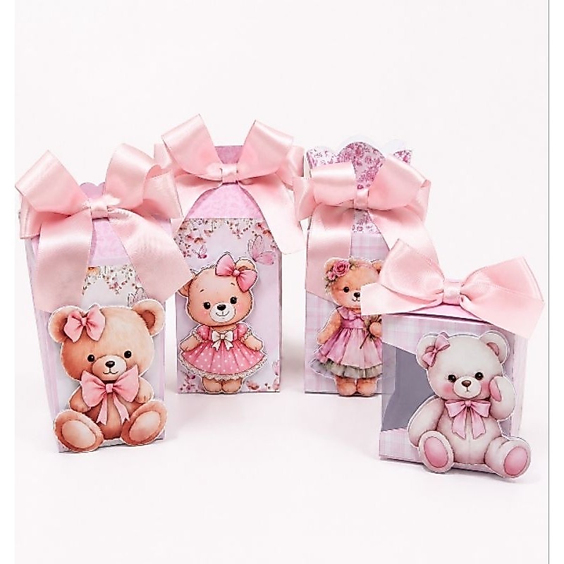 Kit Festa Infantil Ursinha Rosa. Festa Infantil Ursinha Rosa. Lembrancinhas personalizadas Aniversário Ursinha Rosa.