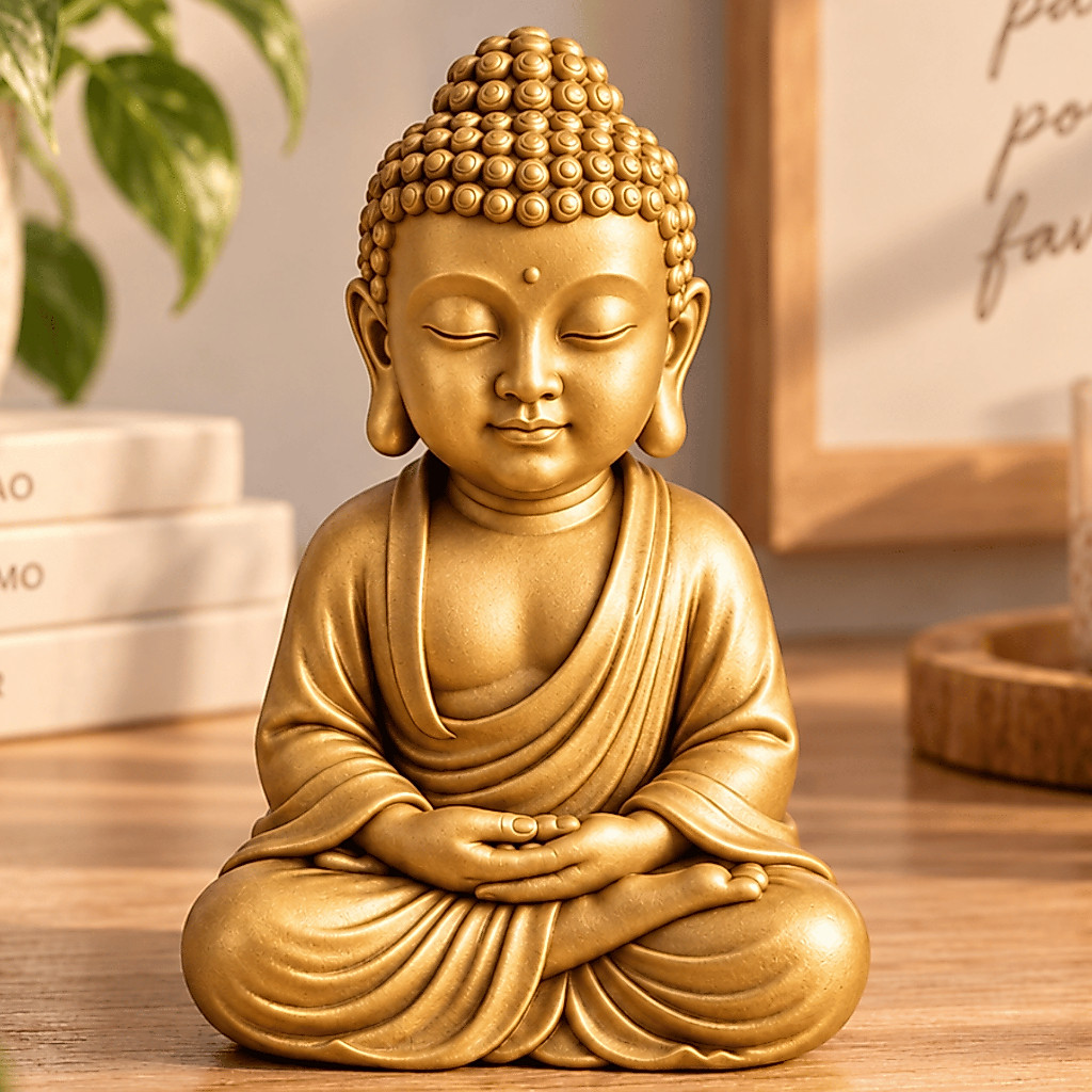 Imagem Estátua Decorativa Buda 10 cm Zen Minimalista para Sala Quarto