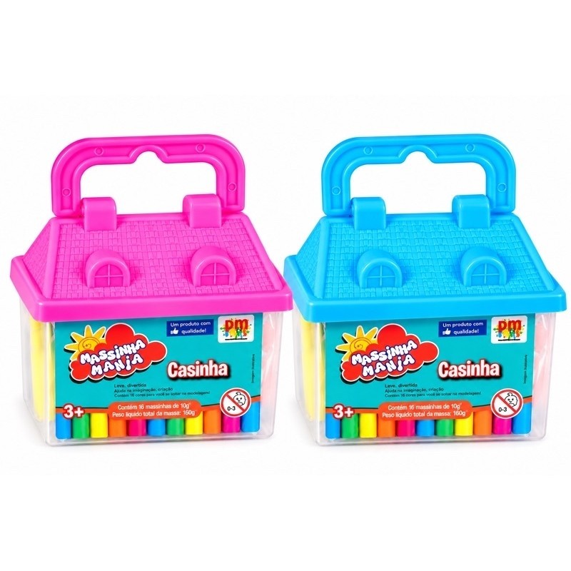 Massinha de Modelar Infantil Maleta Casinha Kit com 14 Massinhas Brinquedo Educativo 3 Anos+
