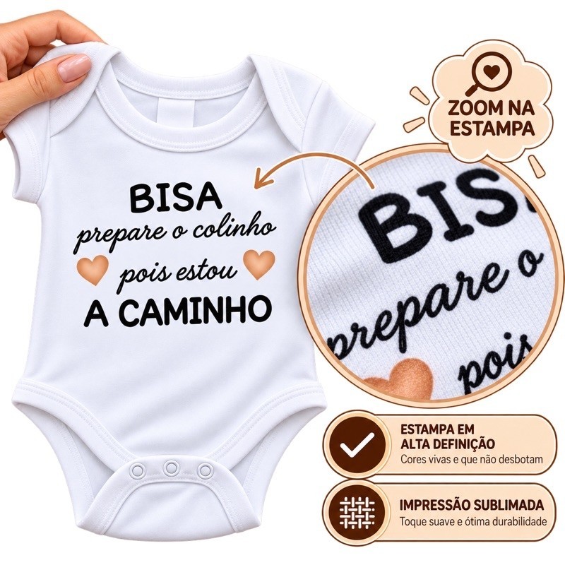 Body Bebê Anúncio de Gravidez Presente Personalizado para Bisa e Biso Bisavó e Bisavô Revelação — imagem 2 de 2