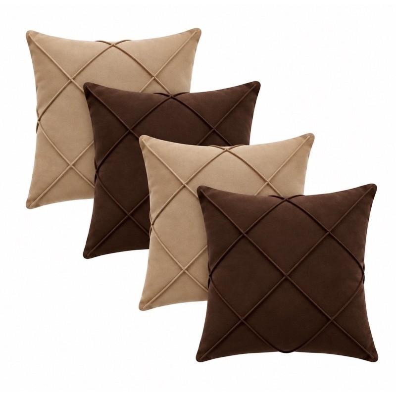 Kit 4 Capas De Almofada Decorativas suede 40x40 Drapeada Sala Cama Sofá Quarto