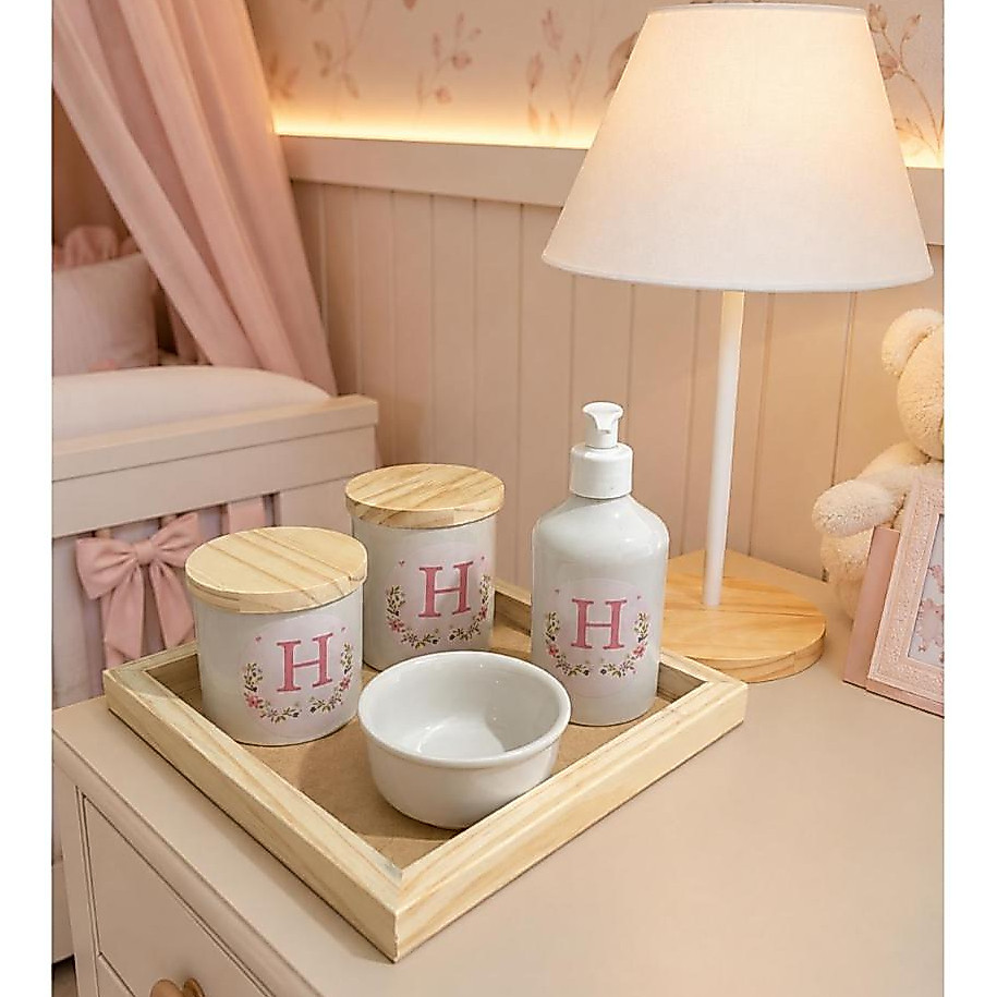 Kit Higiene Bebê Personalizado com Abajur + Saboneteira – Decoração Quarto — imagem 2 de 2