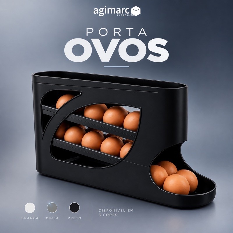 Porta Ovos 4 Andares em Plastico Para Geladeira Organizador 30 Ovo Sistema Rolante Automático Cozinha Moderno Prático
