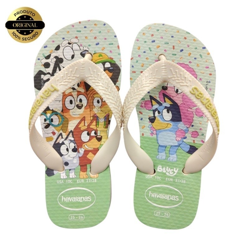 Chinelo Havaianas Infantil Feminino Kids Bluey Brincadeira Imaginação Macia Original