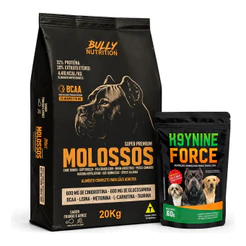 Ração Molossos 20kg Alta Performance 4.410kcal Cães Grandes + Snack Moringa Dog 60g