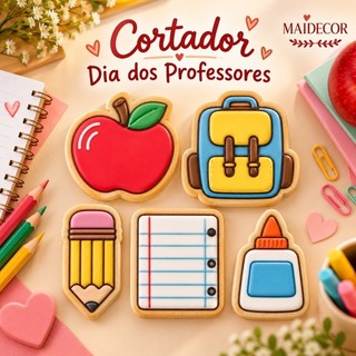 KIT CORTADORES DE BISCOITO DIA DOS PROFESSORES – 5 PEÇAS