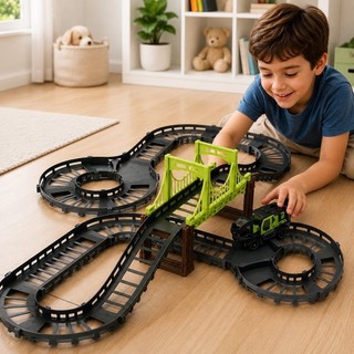 Pista Infantil Construção com 30 peças e carrinho e boneco