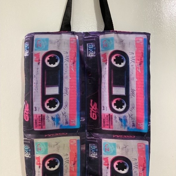 Bolsa sacola dupla face grande fitas k7 anos 80 90 vintage retrô clássico  presente criativo