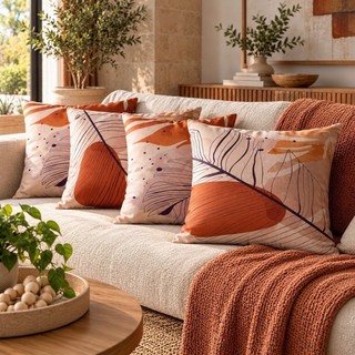 Capas de Almofada com Linho Boho Chic Terracota | Kit 2 ou 4 capas | 43x43 | Estampada | Estampa em Alta Definição