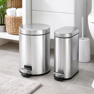 Lixeira Inox Powermaid 3 Litros com Pedal Redonda ou Slim e Balde Removível para Banheiro