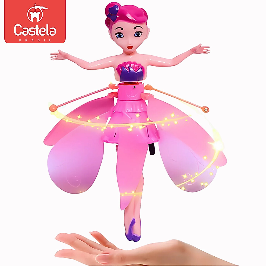 Boneca Princesa Fada Mágica Voadora Rosa Sensor De Mão E Luzes - Castela · foto 2
