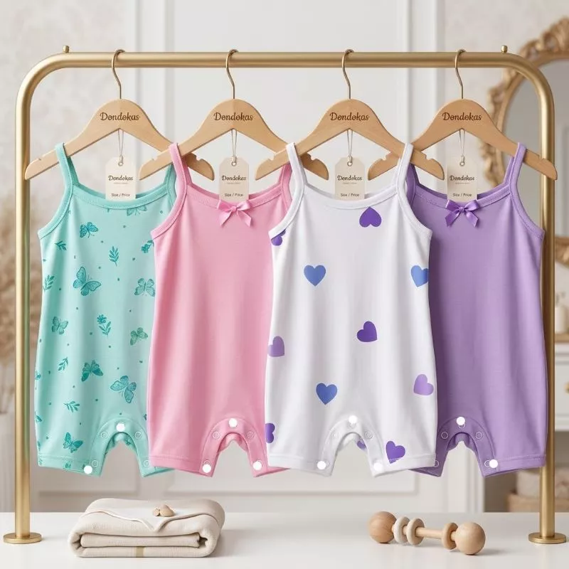 kit com 2 ou 4 Macaquinho Alcinha Bebê Menina Estampado e Liso Macacão Body Bebe 100% Algodão
