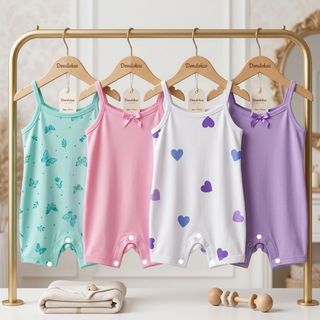 kit com 2 ou 4 Macaquinho Alcinha Bebê Menina Estampado e Liso Macacão Body Bebe 100% Algodão