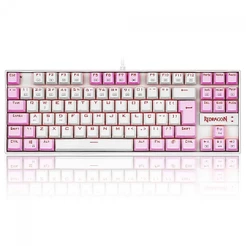 Teclado Mecânico Gamer Redragon Kumara, Switch Blue, LED Red, ABNT2, White/Pink, K552WP PT-BLUE
